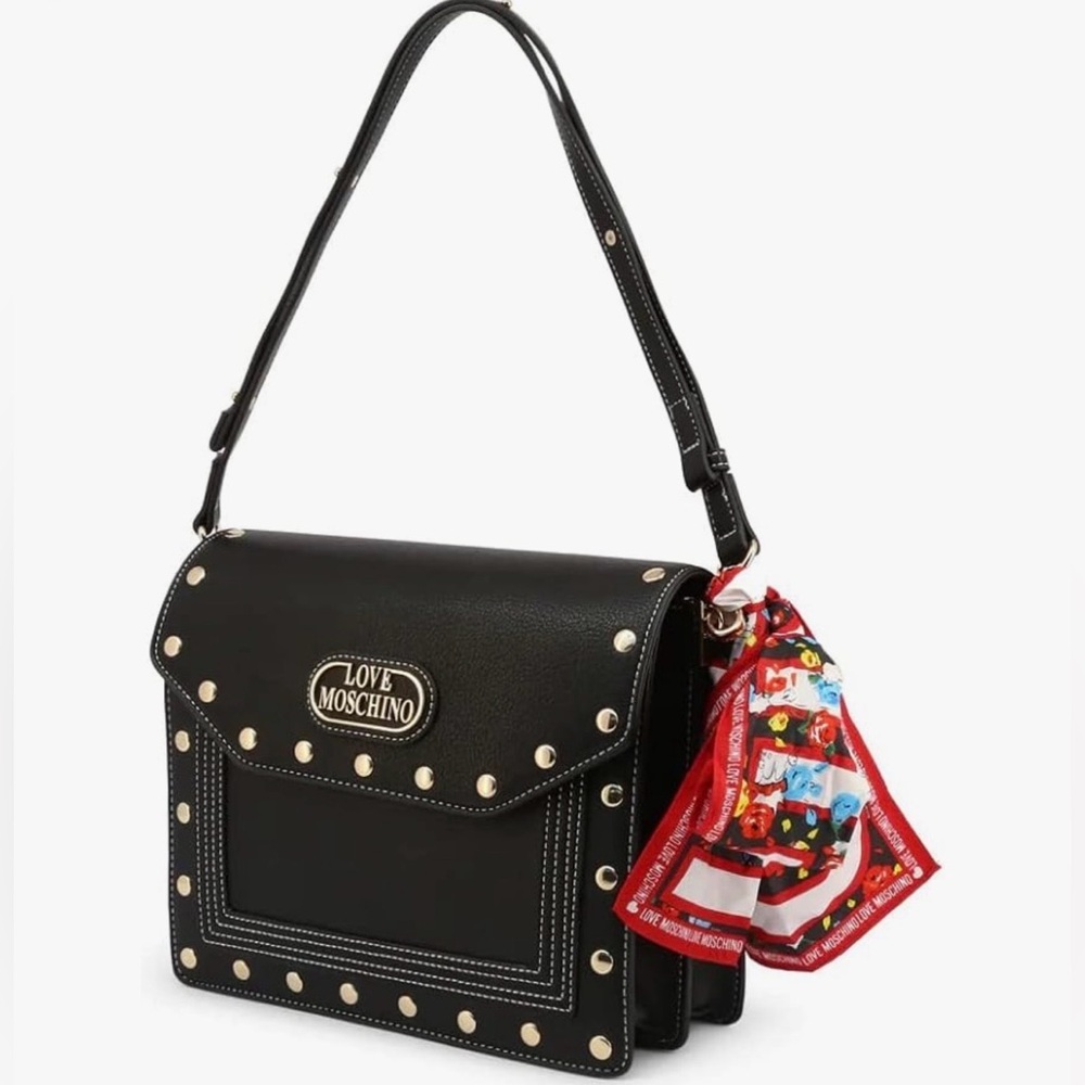 Love Moschino Studded Shoulder Bag W Scarf
